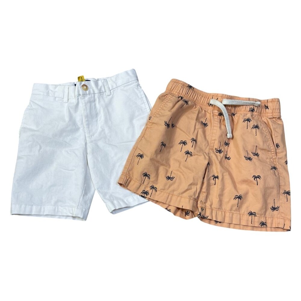2 Pair Shorts Boy's Old Navy and Polo Size 6 White Palm Tree